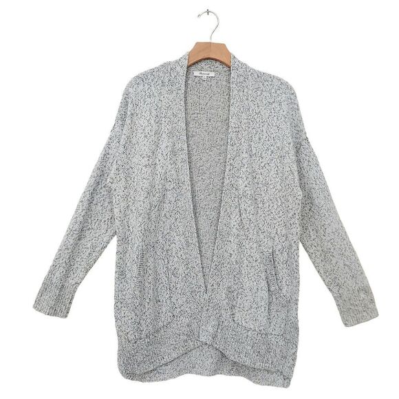 Madewell Open Cardigan Sweater Womens Small Gray Marled Long Sleeve 100% Cotton - Picture 1 of 13